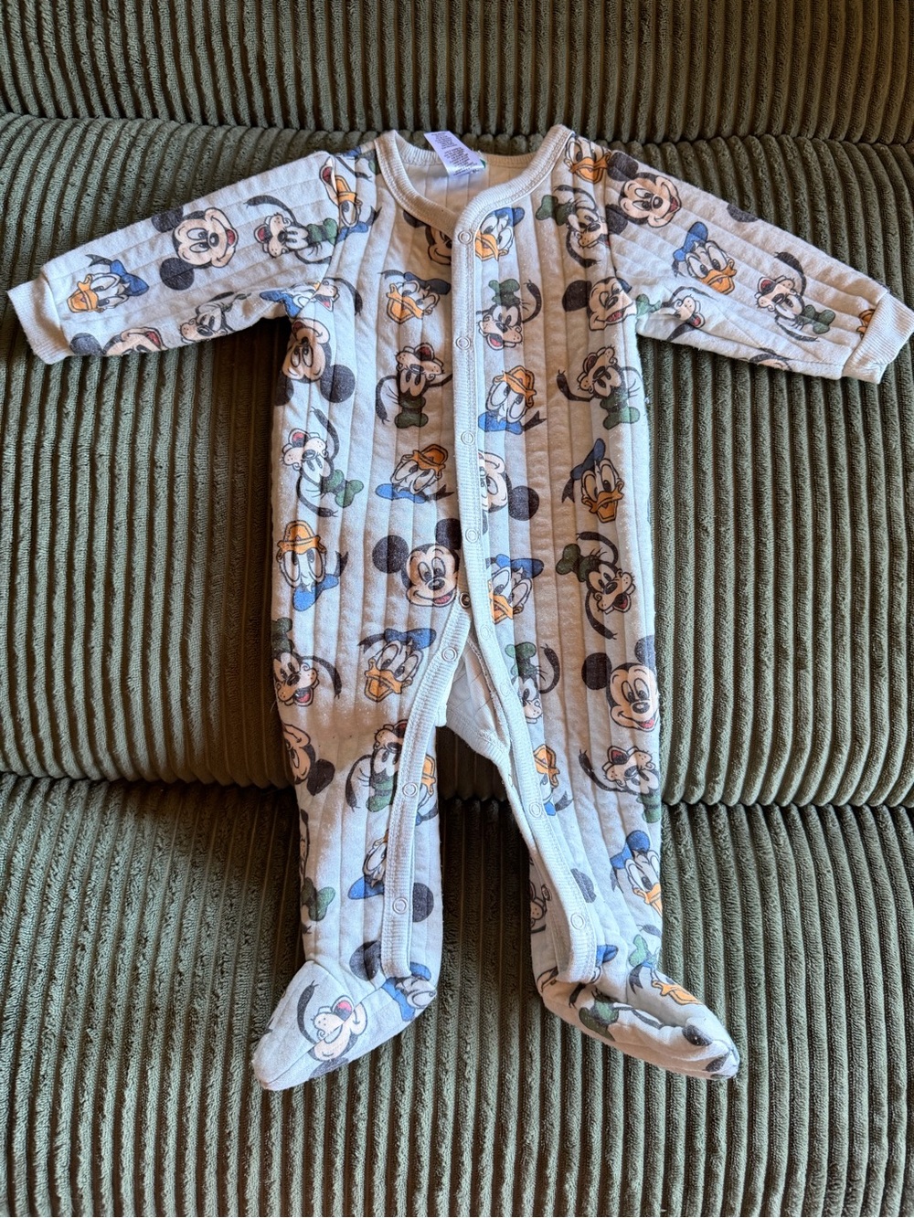 Disney Baby Gray Mickey & Friends Quilted Footed One-Piece Sleeper